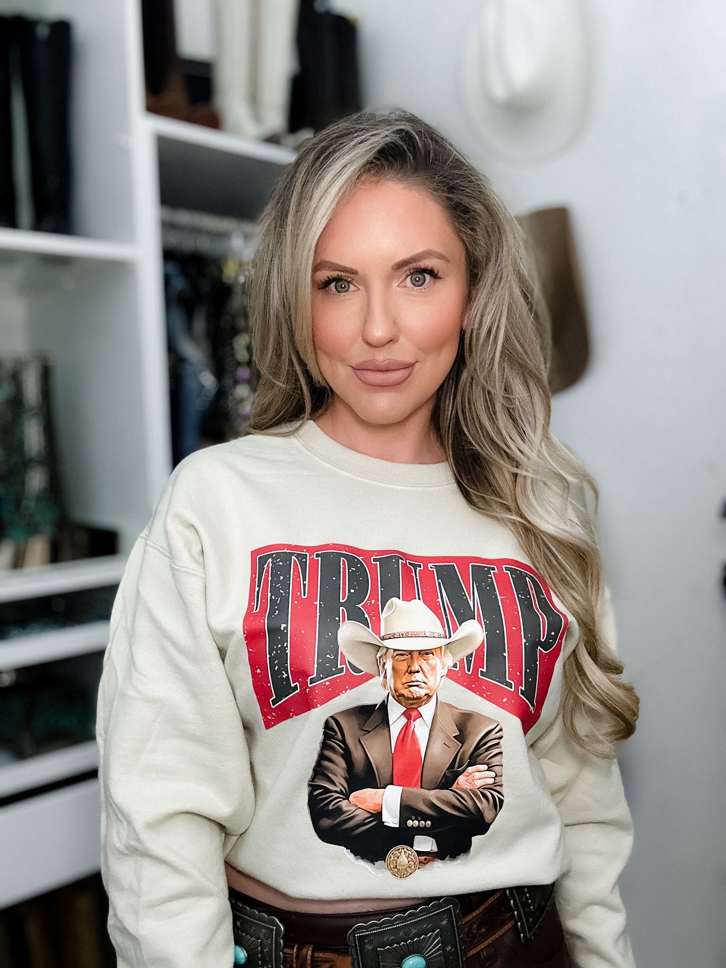 Cowboy Trump Tan Sweatshirt