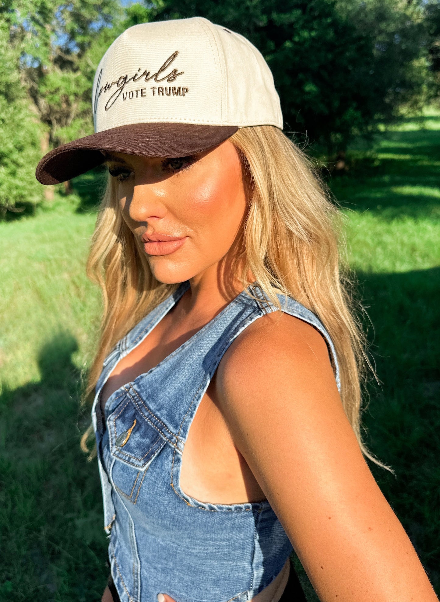 Cowgirls Vote Trump Hat-Brown