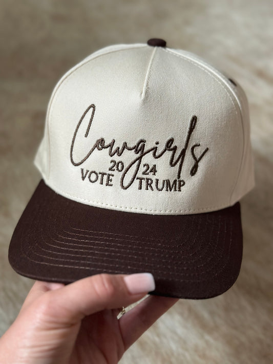 Cowgirls Vote Trump 2024 Hat-Brown