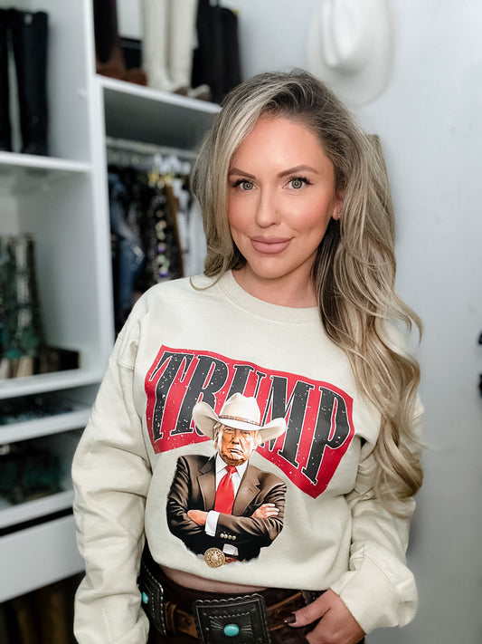 Cowboy Trump Tan Sweatshirt